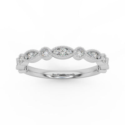 Petite Lab Grown Diamond Milgrain Stacking Wedding Band Ring - 0.33 Carat