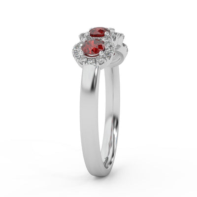 0.70Ct Ruby and Diamond Halo Engagement Ring in 950 Platinum & Gold