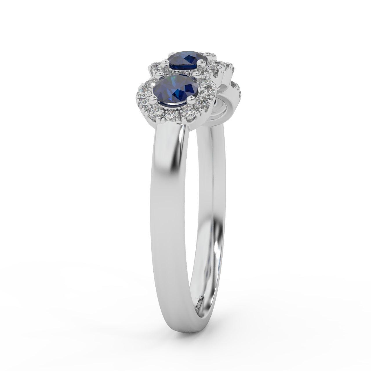 0.70Ct Sapphire and Diamond Halo Engagement Ring in 950 Platinum & Gold