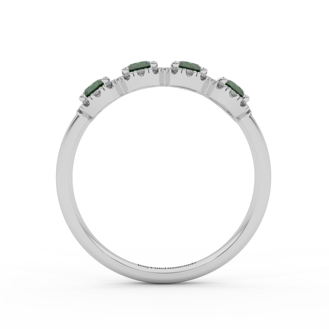 0.70Ct Green Emerald and Diamond Halo Engagement Ring in 950 Platinum & Gold