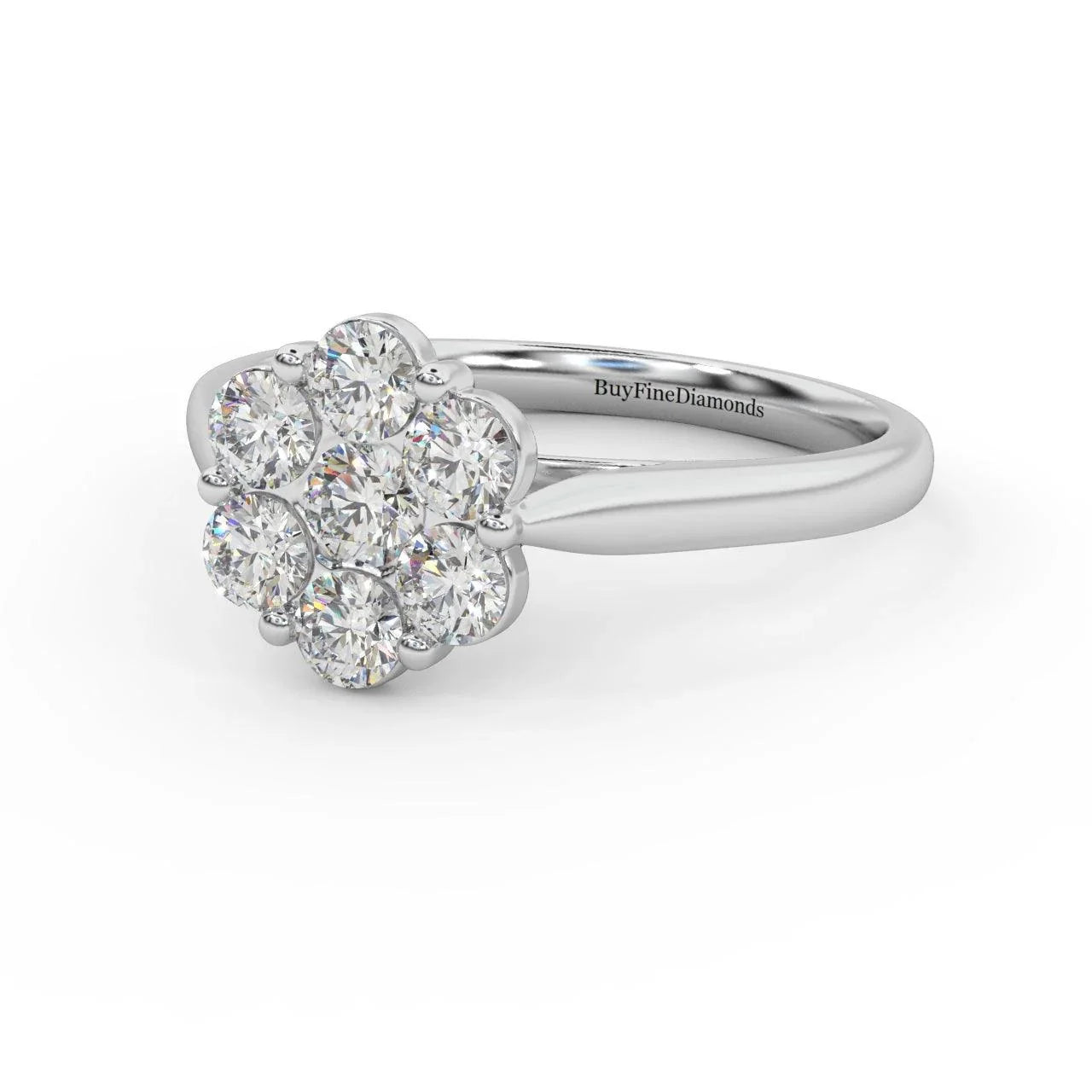 0.75Ct Natural Round Diamond Cluster Engagement Ring For Women