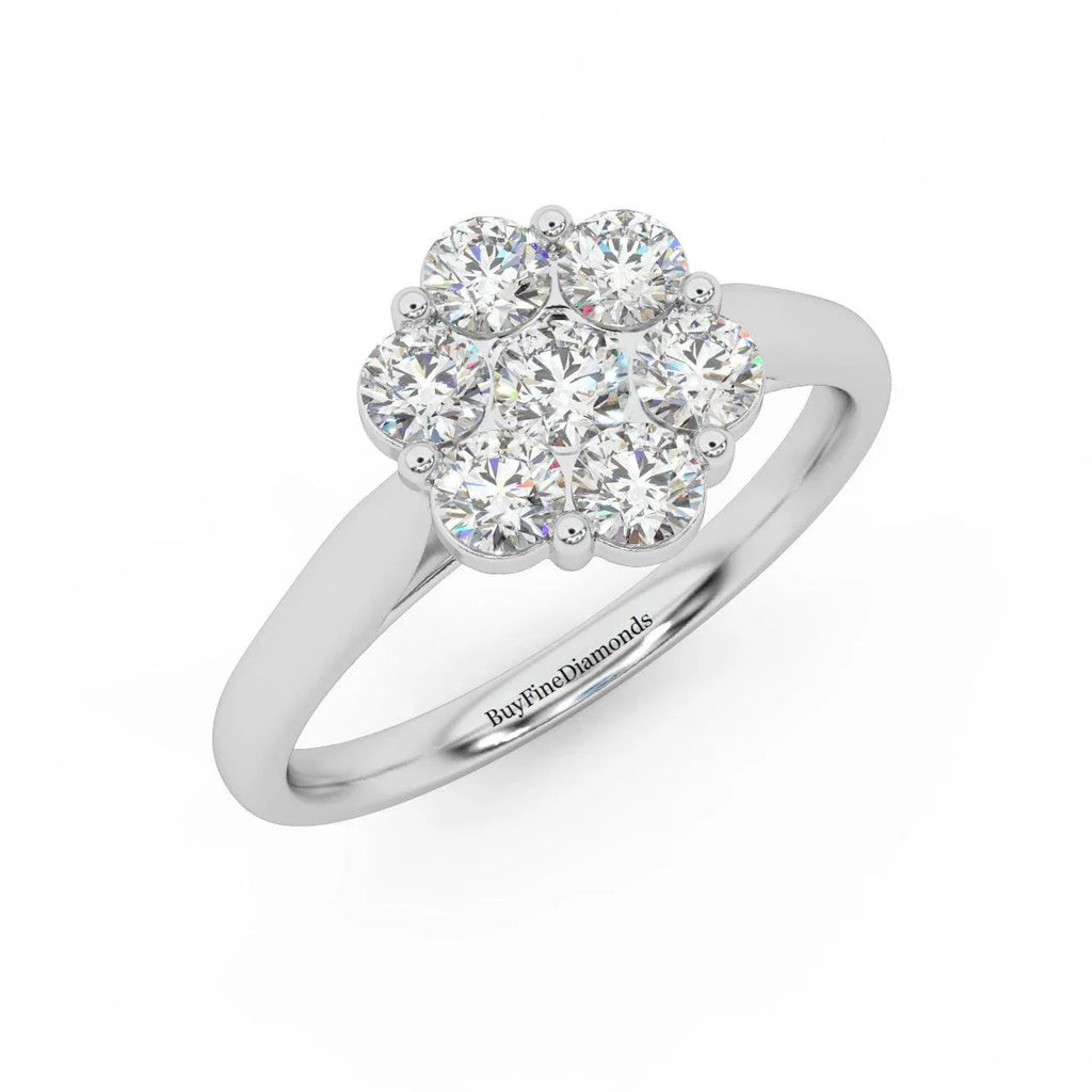0.75Ct Natural Round Diamond Cluster Engagement Ring For Women
