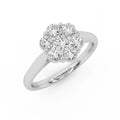 0.75Ct Natural Round Diamond Cluster Engagement Ring For Women
