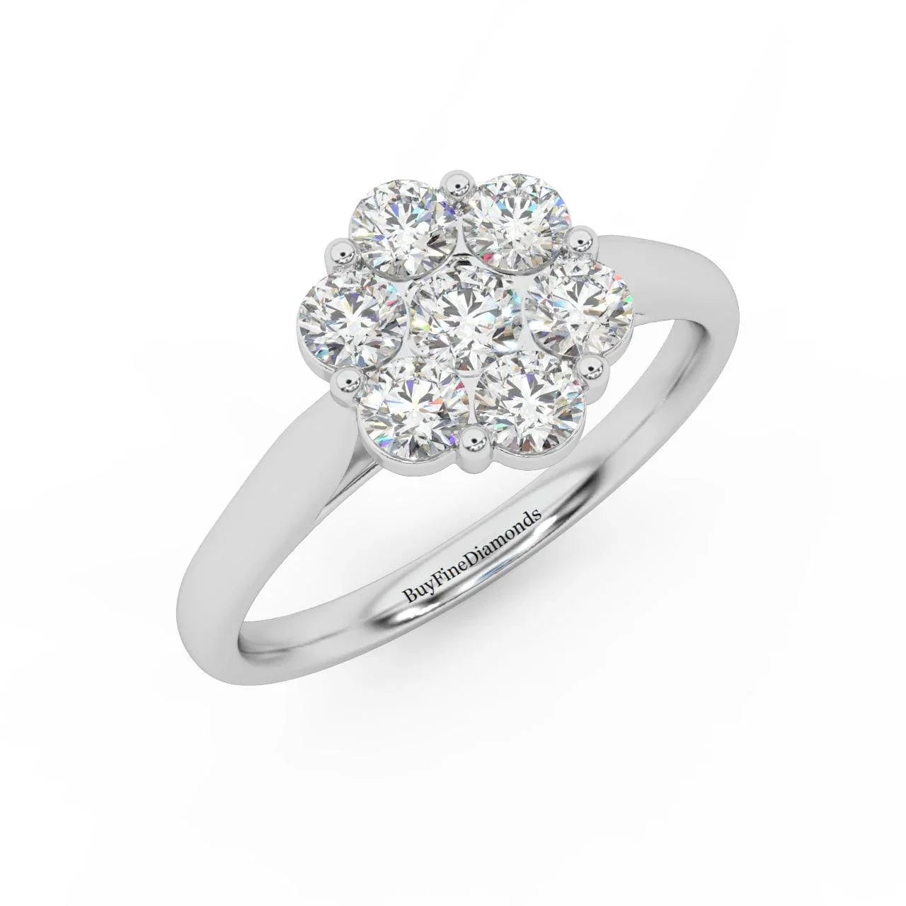 0.75Ct Natural Round Diamond Cluster Engagement Ring For Women