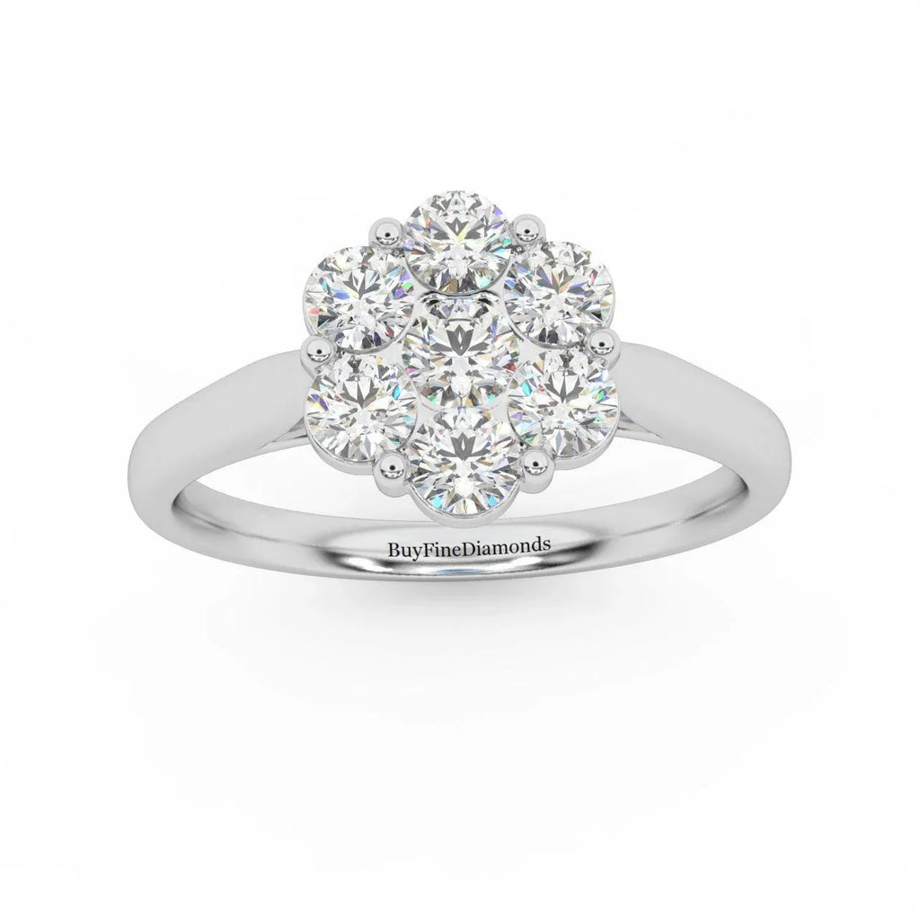 0.75Ct Natural Round Diamond Cluster Engagement Ring For Women