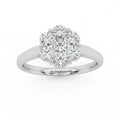 0.75Ct Natural Round Diamond Cluster Engagement Ring For Women