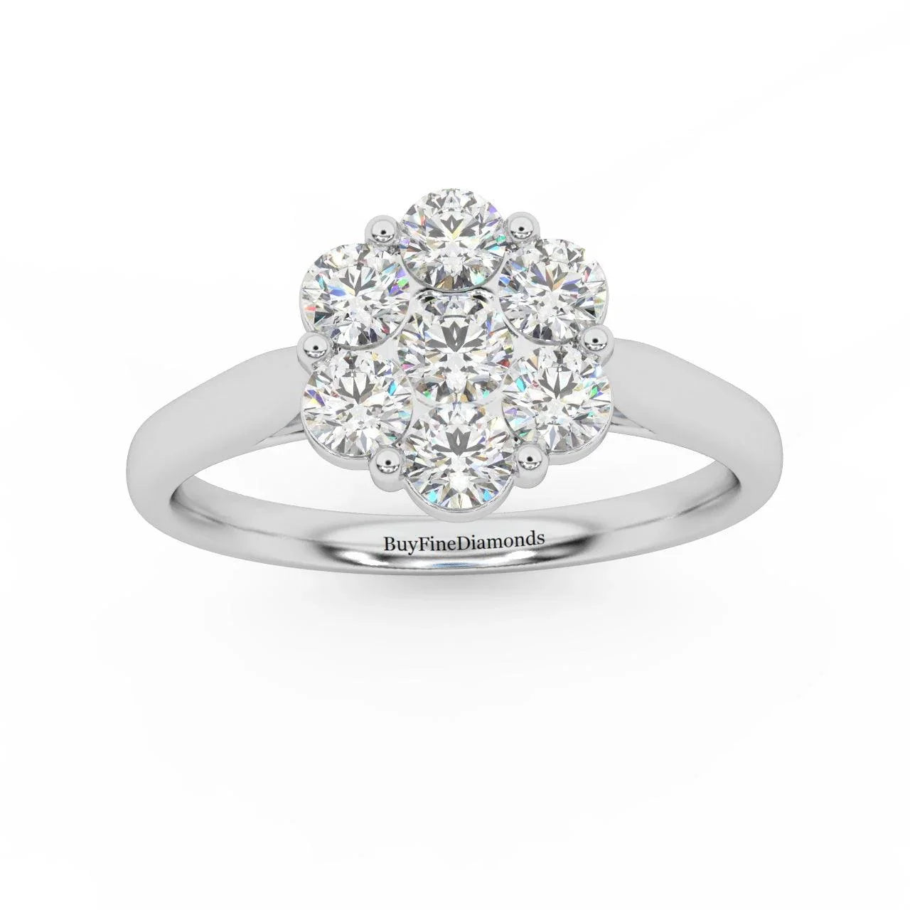 0.75Ct Natural Round Diamond Cluster Engagement Ring For Women