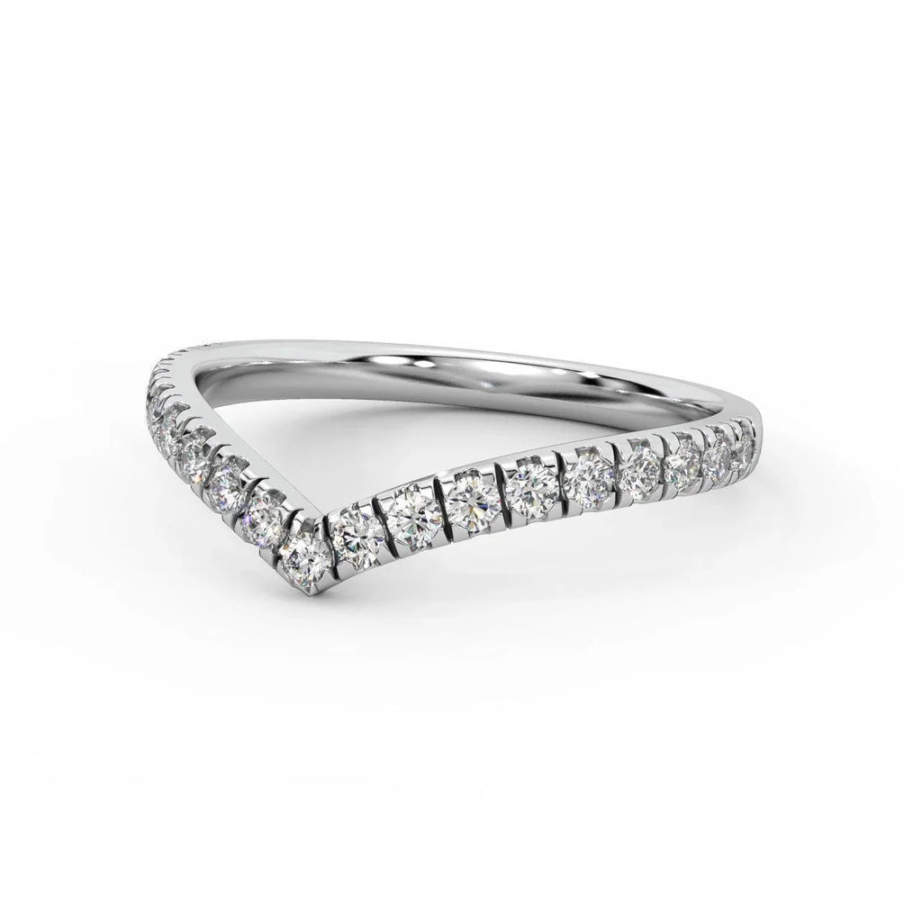 D/VS 1/3Ct Lab Grown Diamond Wishbone Wedding Curved Half Eternity Band Ring - Amada Diamonds