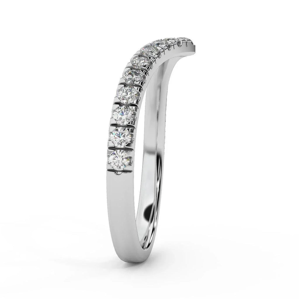 D/VS 1/3Ct Lab Grown Diamond Wishbone Wedding Curved Half Eternity Band Ring - Amada Diamonds