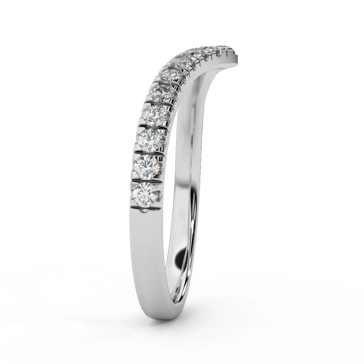 D/VS 1/3Ct Lab Grown Diamond Wishbone Wedding Curved Half Eternity Band Ring - Amada Diamonds