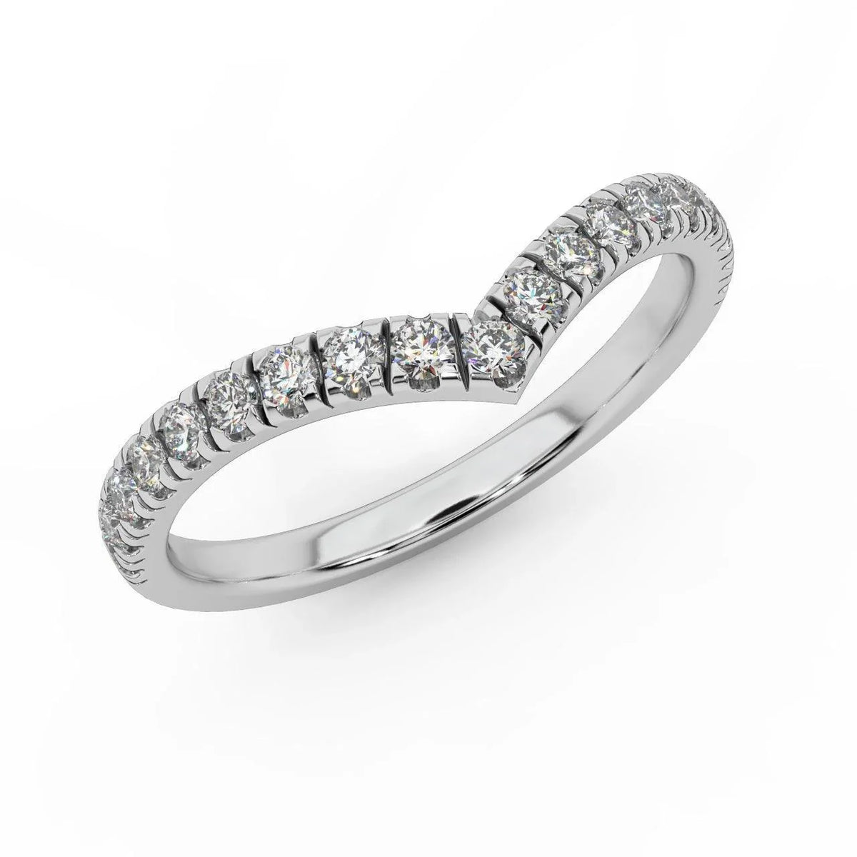 D/VS 1/3Ct Lab Grown Diamond Wishbone Wedding Curved Half Eternity Band Ring