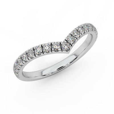 D/VS 1/3Ct Lab Grown Diamond Wishbone Wedding Curved Half Eternity Band Ring - Amada Diamonds