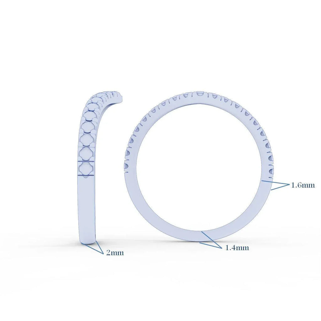 D/VS 1/3Ct Lab Grown Diamond Wishbone Wedding Curved Half Eternity Band Ring - Amada Diamonds