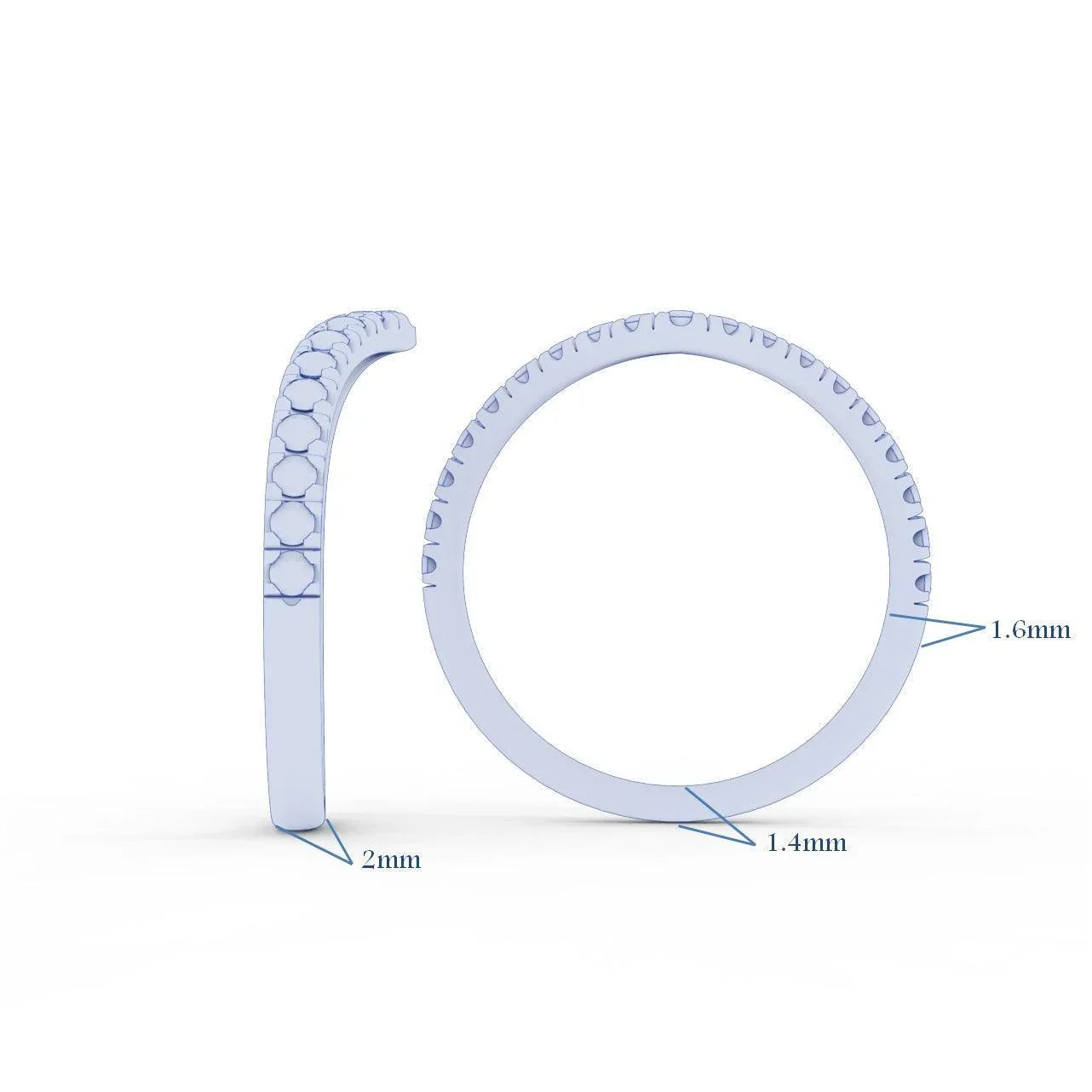 D/VS 1/3Ct Lab Grown Diamond Wishbone Wedding Curved Half Eternity Band Ring - Amada Diamonds