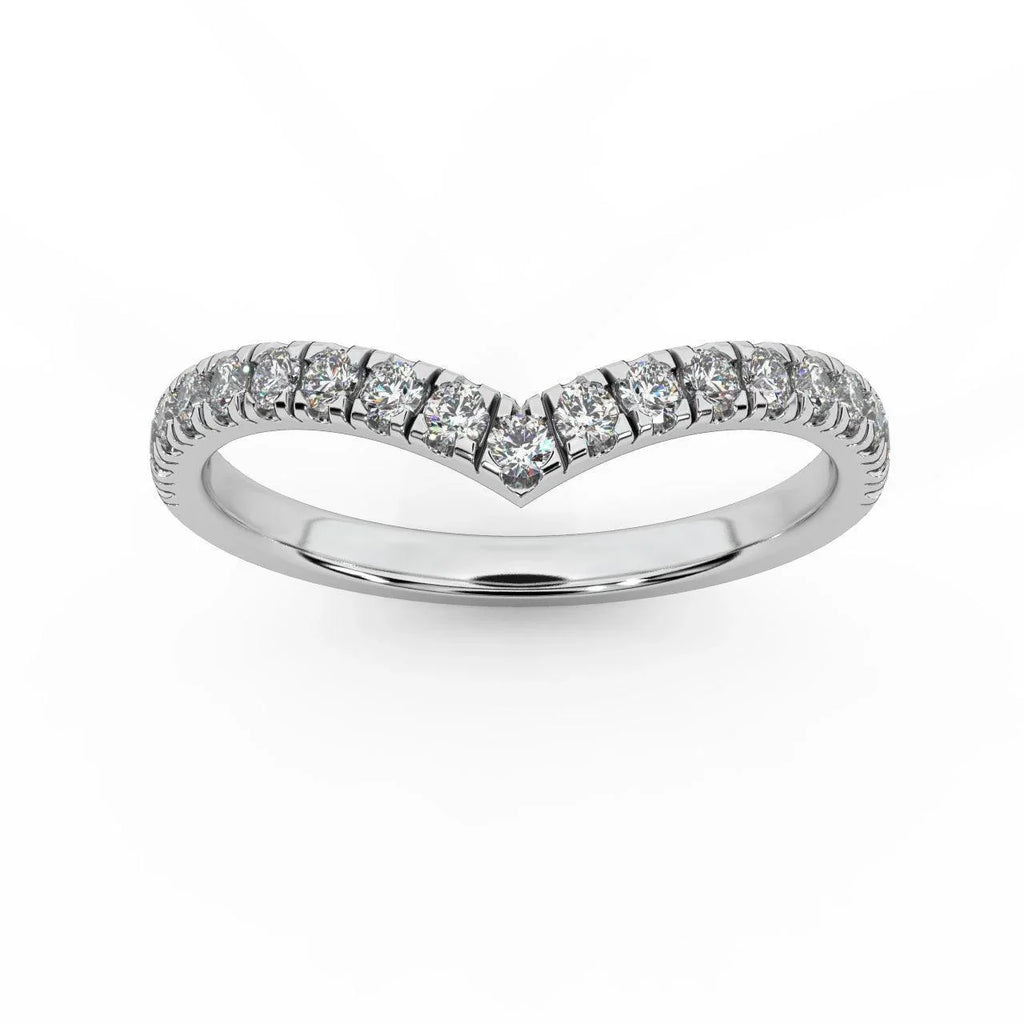 D/VS 1/3Ct Lab Grown Diamond Wishbone Wedding Curved Half Eternity Band Ring - Amada Diamonds