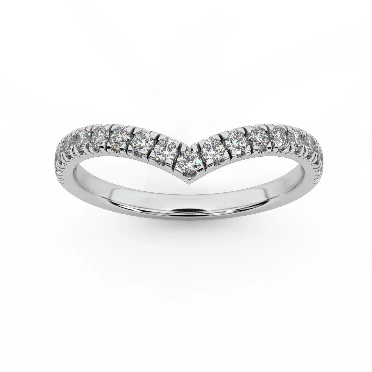 D/VS 1/3Ct Lab Grown Diamond Wishbone Wedding Curved Half Eternity Band Ring - Amada Diamonds