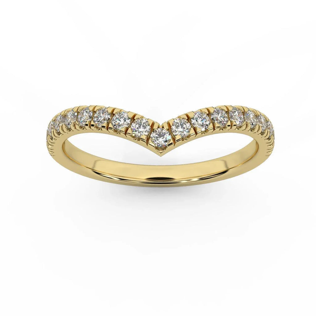 D/VS 1/3Ct Lab Grown Diamond Wishbone Wedding Curved Half Eternity Band Ring - Amada Diamonds