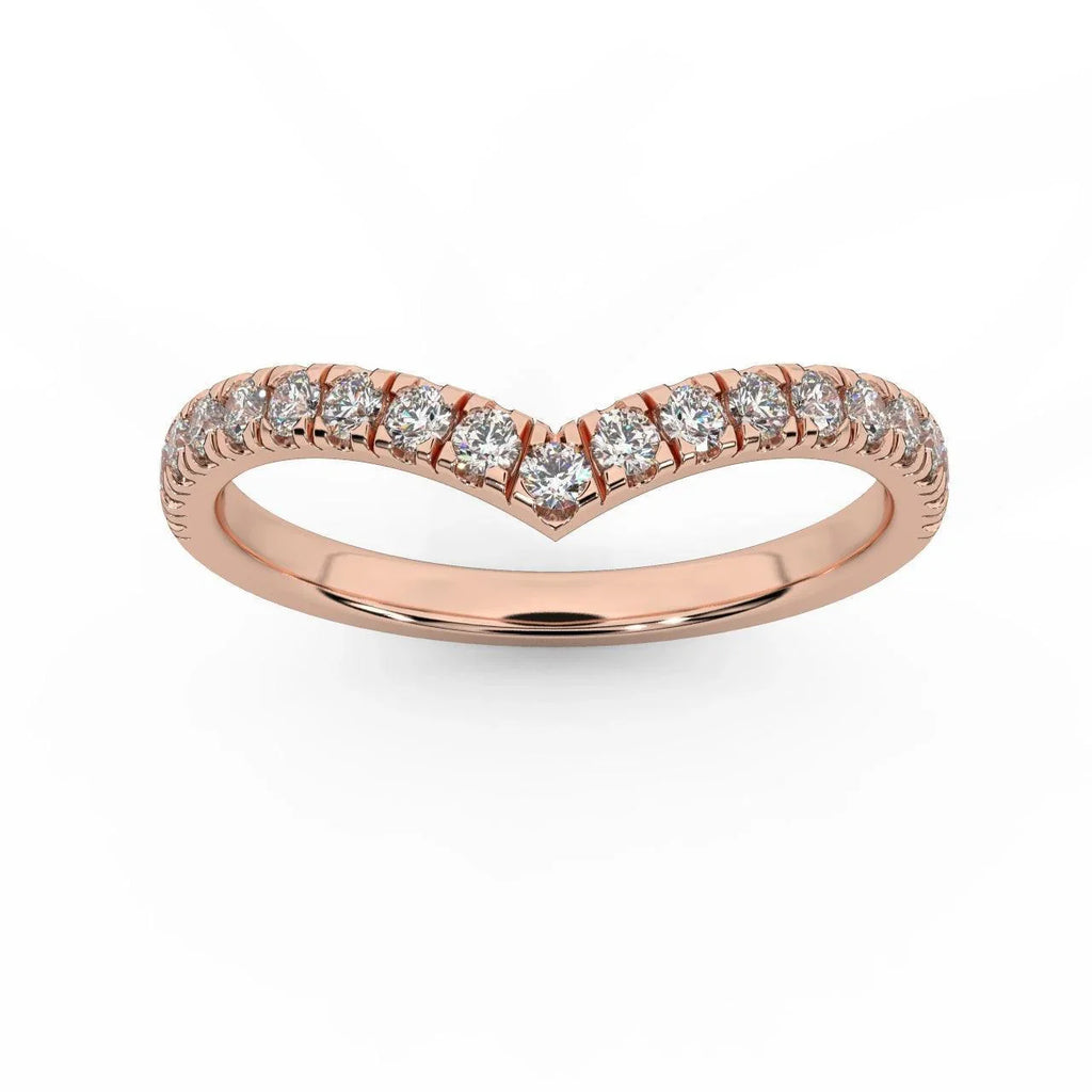 D/VS 1/3Ct Lab Grown Diamond Wishbone Wedding Curved Half Eternity Band Ring - Amada Diamonds