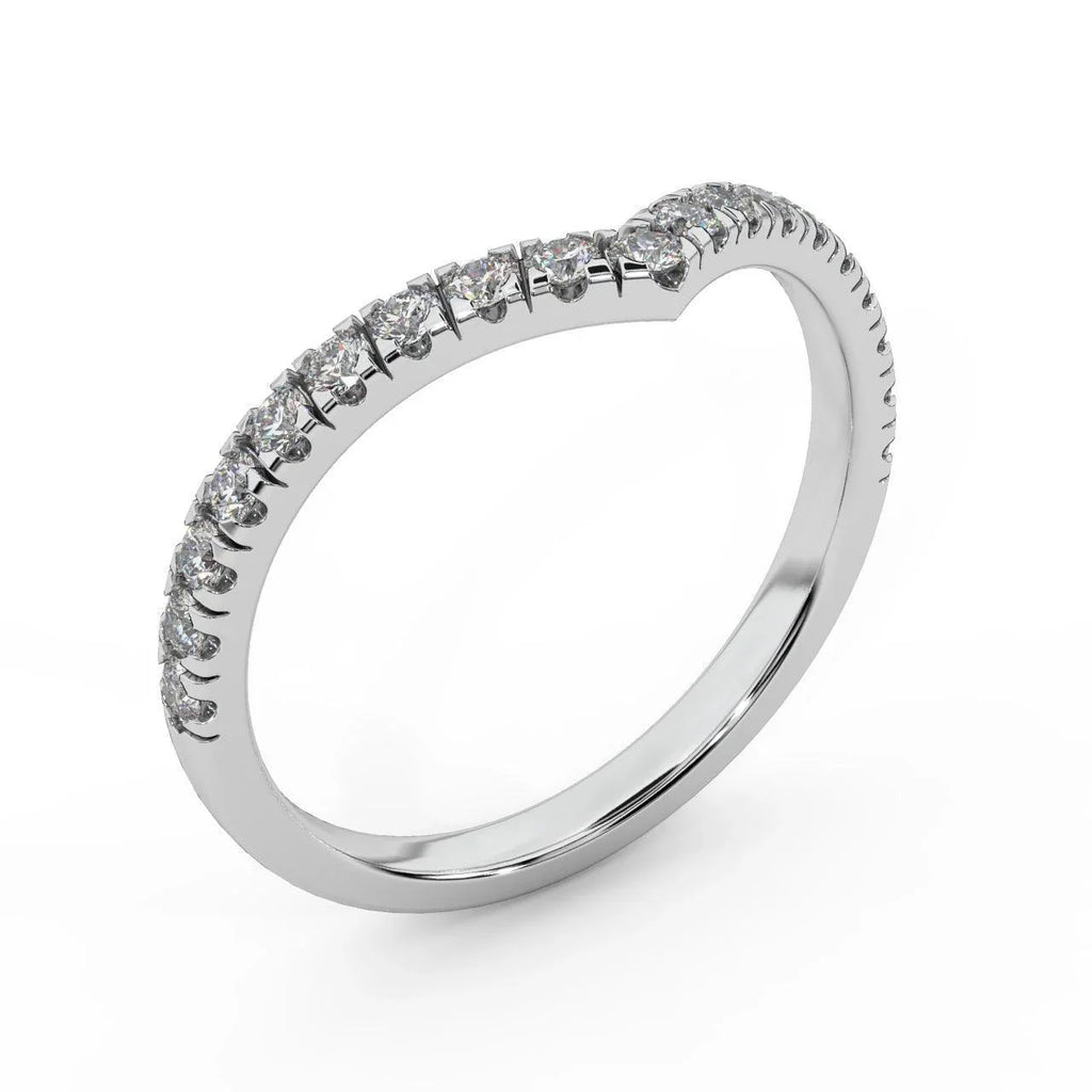 D/VS 1/3Ct Lab Grown Diamond Wishbone Wedding Curved Half Eternity Band Ring - Amada Diamonds