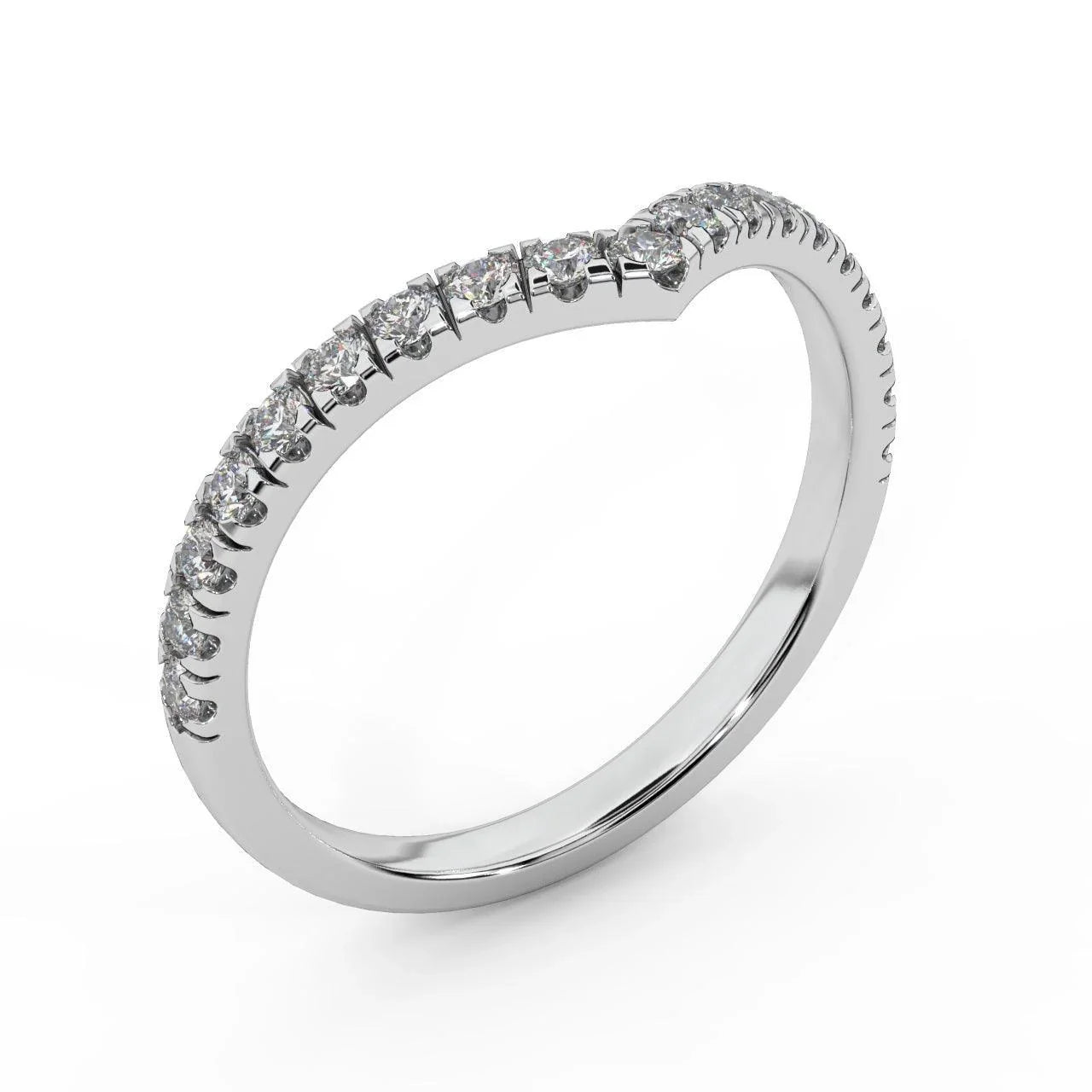 D/VS 1/3Ct Lab Grown Diamond Wishbone Wedding Curved Half Eternity Band Ring - Amada Diamonds