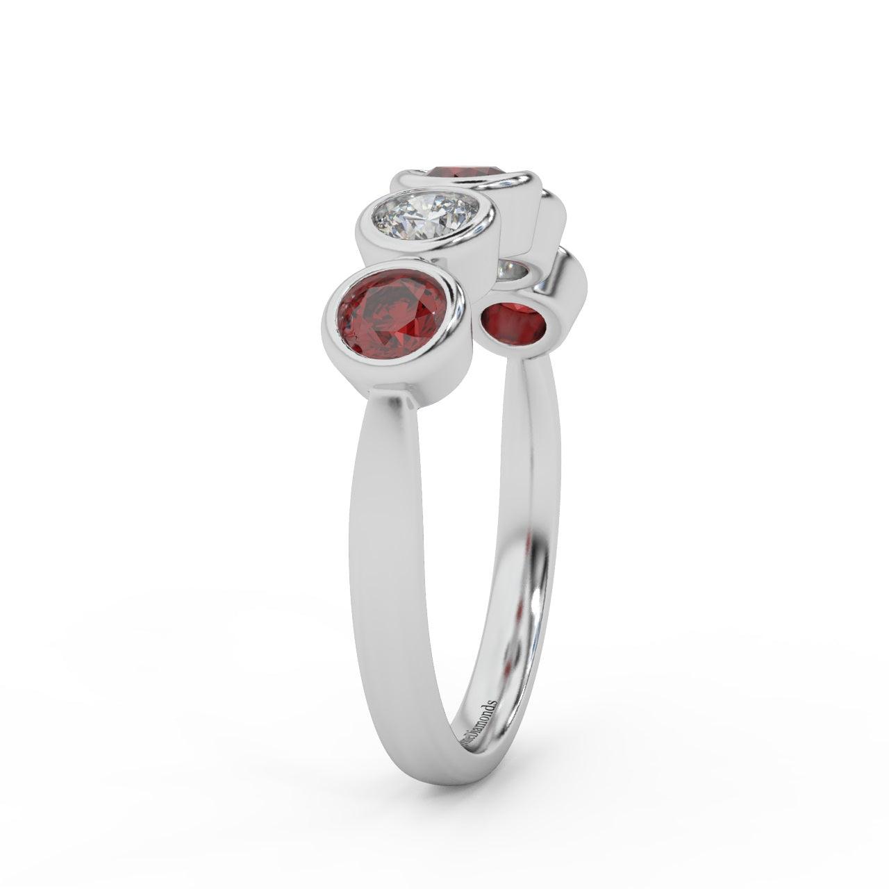 1.00 Ct Ruby & Diamond Anniversary Ring in 950 Platinum & Gold