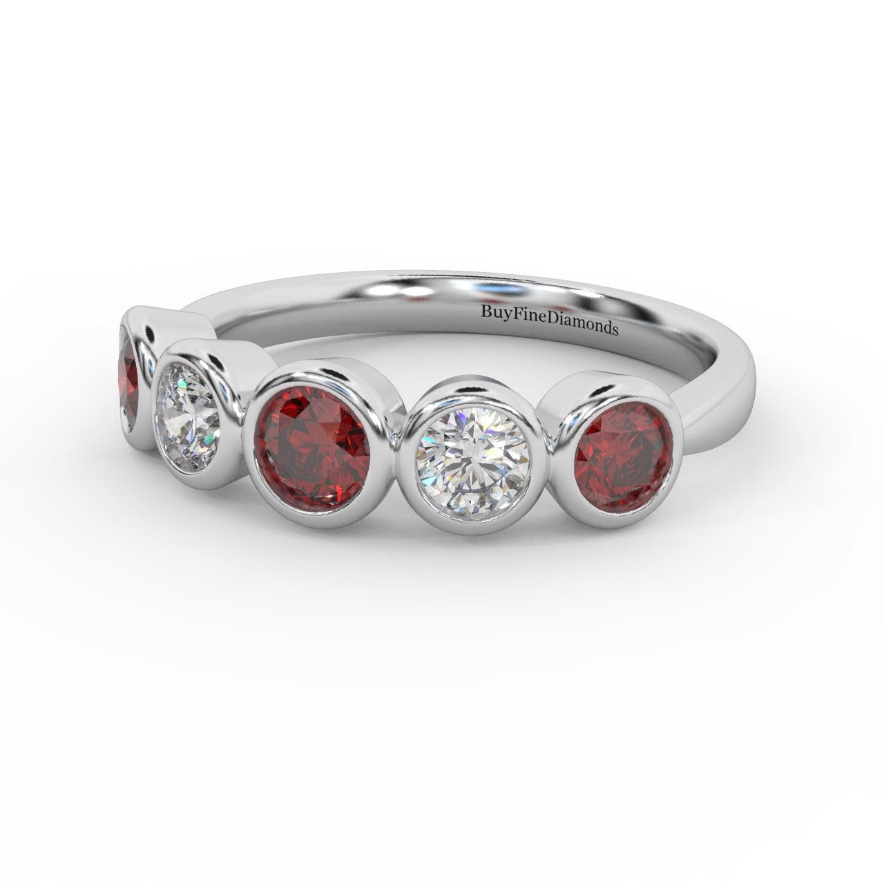 1.00 Ct Ruby & Diamond Anniversary Ring in 950 Platinum & Gold