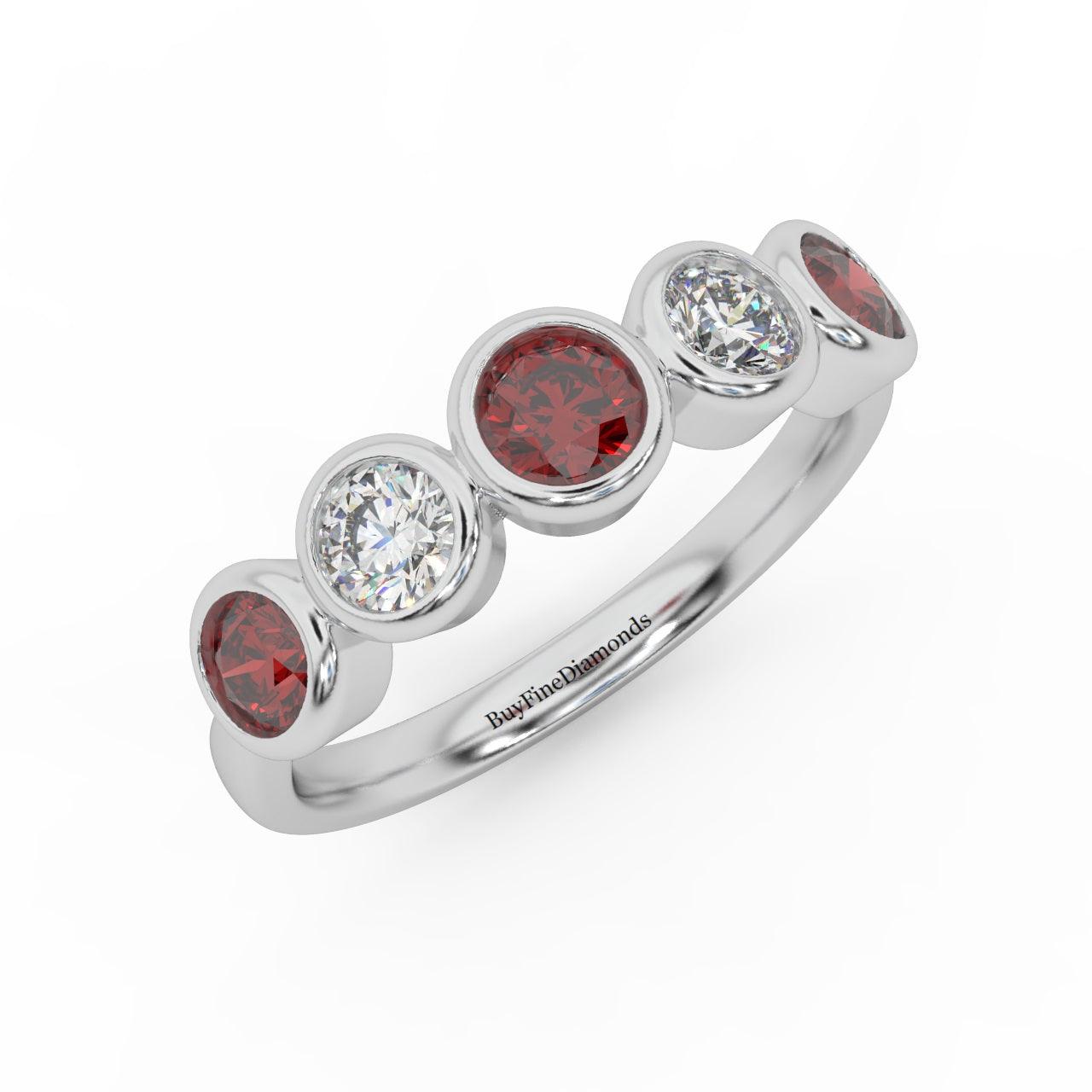 1.00 Ct Ruby & Diamond Anniversary Ring in 950 Platinum & Gold