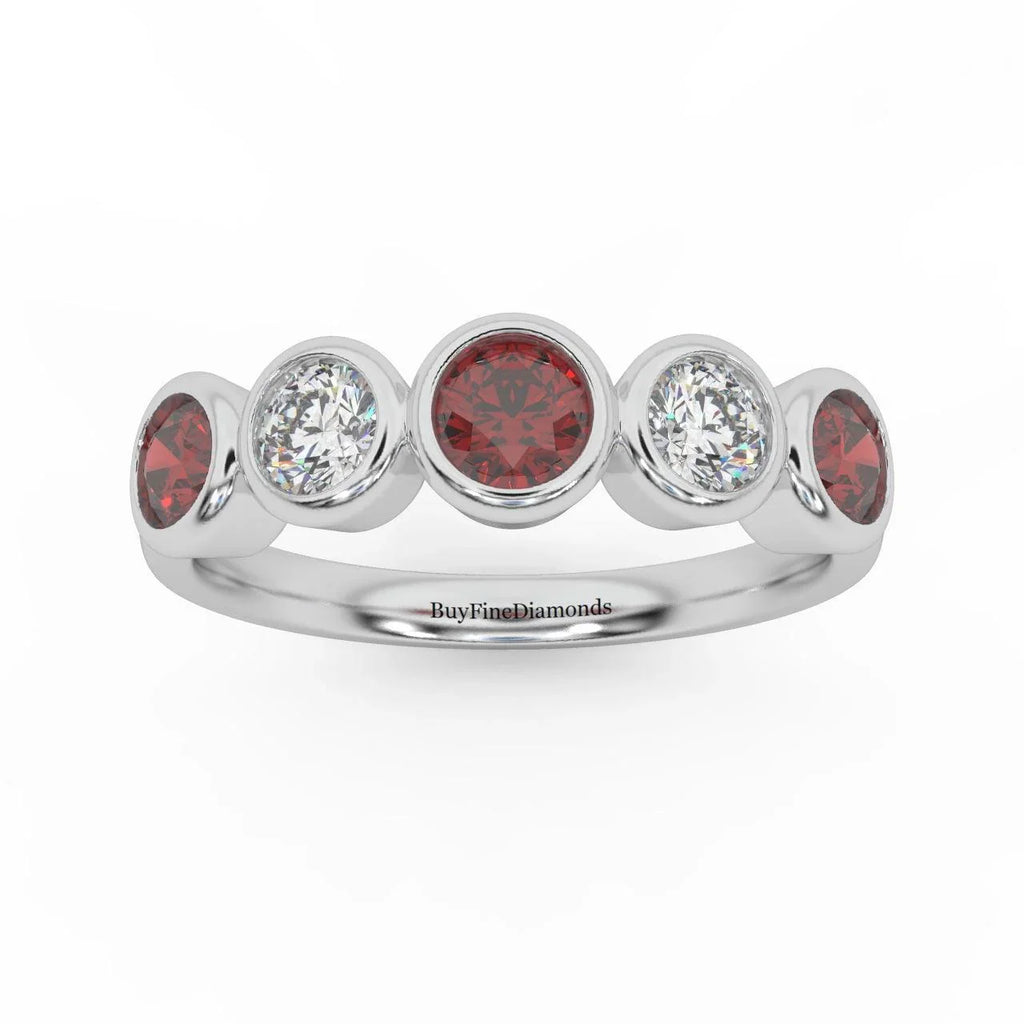 1.00 Ct Ruby & Diamond Anniversary Ring in 950 Platinum & Gold