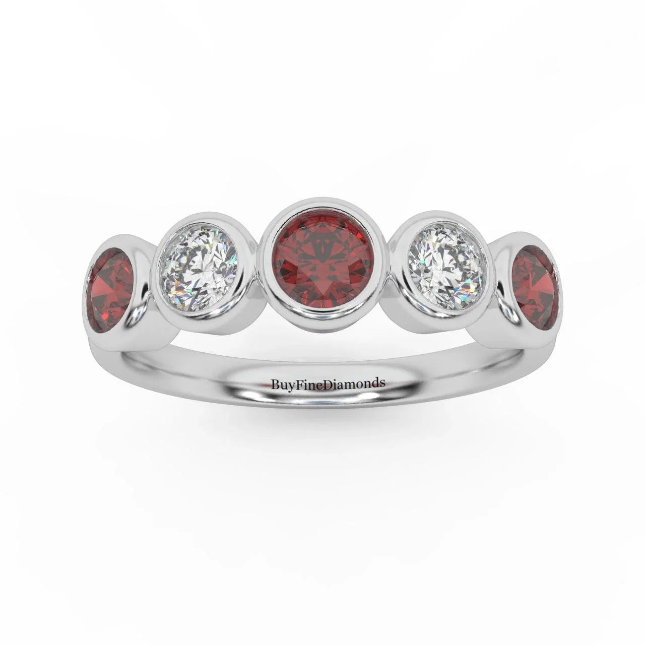 1.00 Ct Ruby & Diamond Anniversary Ring in 950 Platinum & Gold