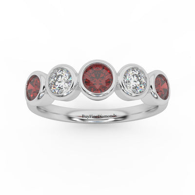 1.00 Ct Ruby & Diamond Anniversary Ring in 950 Platinum & Gold