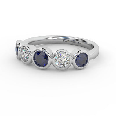 1.00 Ct Sapphire & Diamond Anniversary Ring in 950 Platinum & Gold