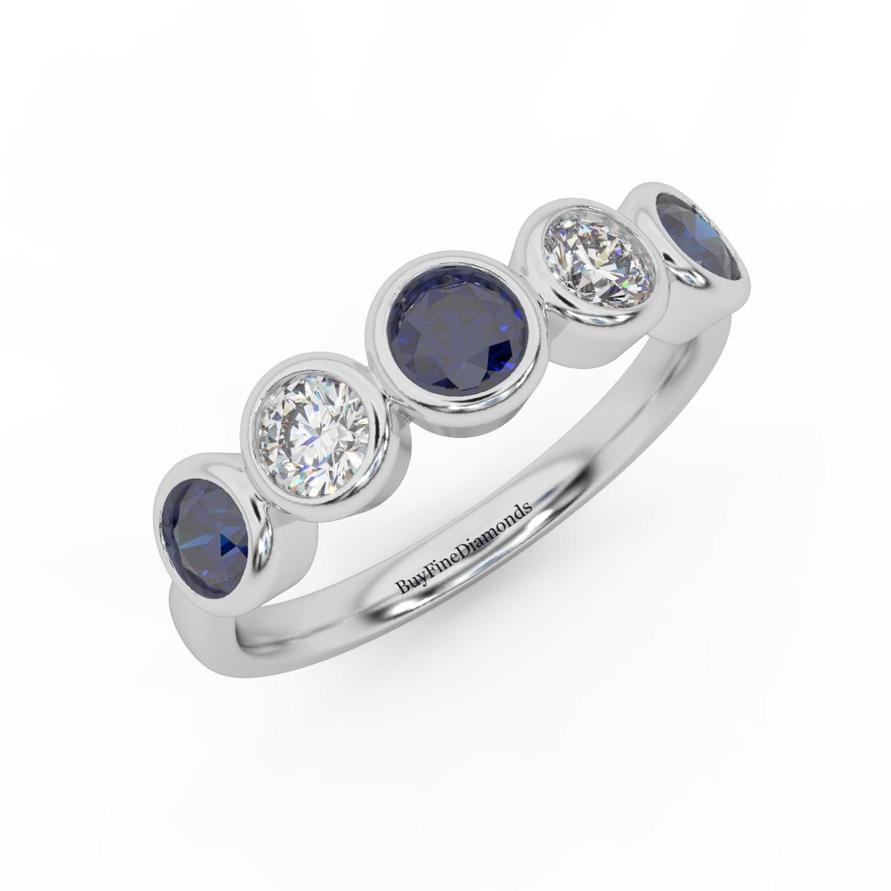 1.00 Ct Sapphire & Diamond Anniversary Ring in 950 Platinum & Gold