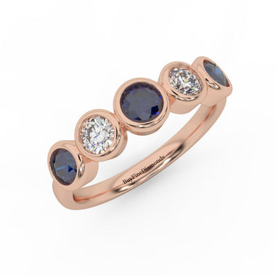 1.00 Ct Sapphire & Diamond Anniversary Ring in 950 Platinum & Gold