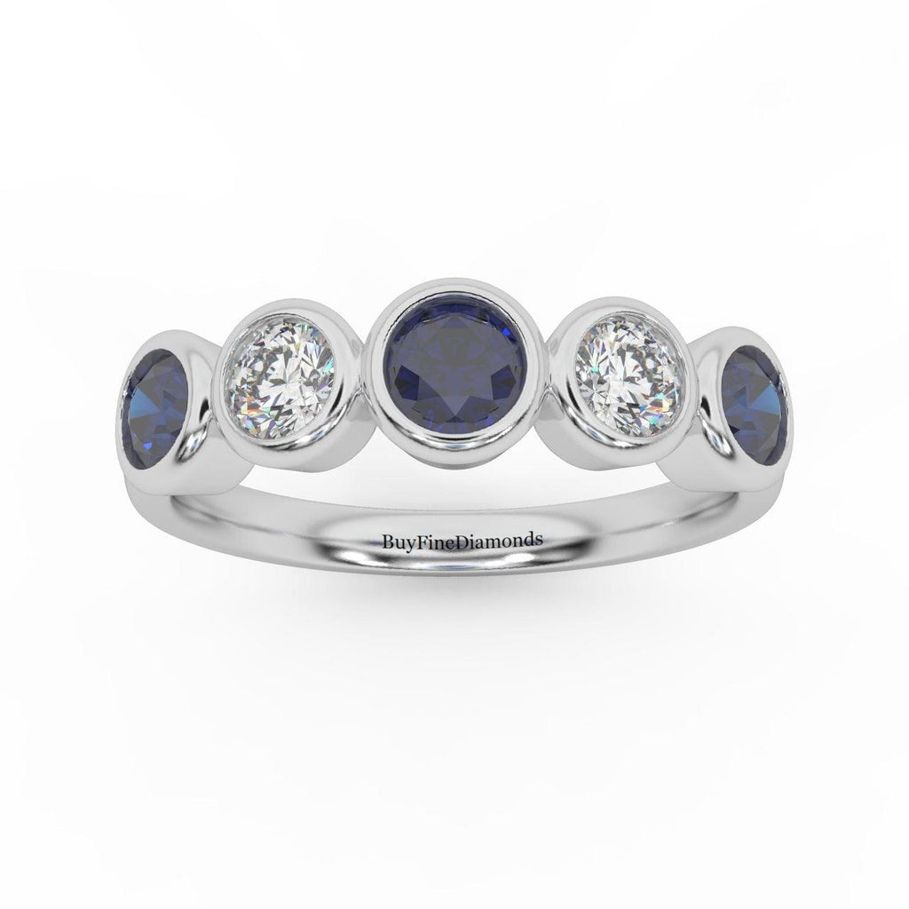 1.00 Ct Sapphire & Diamond Anniversary Ring in 950 Platinum & Gold