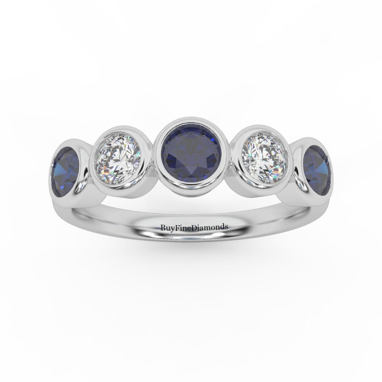 1.00 Ct Sapphire & Diamond Anniversary Ring in 950 Platinum & Gold