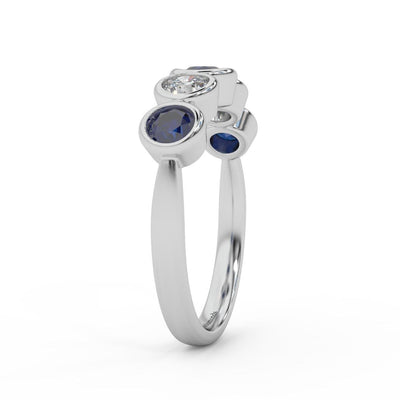 1.00 Ct Sapphire & Diamond Anniversary Ring in 950 Platinum & Gold