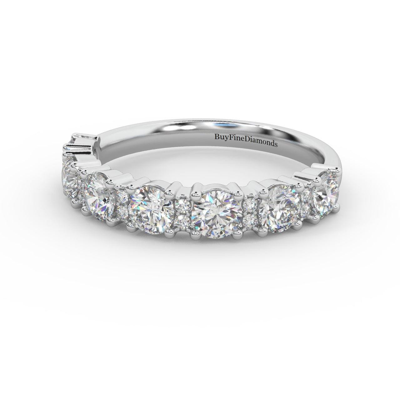 1.00Ct D/VVS Round Diamond Claw Set Anniversary Ring