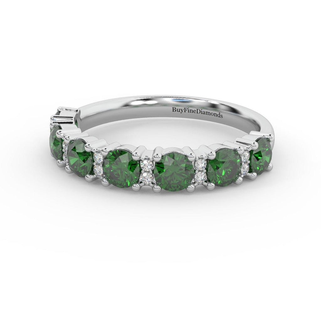 1.10Ct Green Emerald & Diamond Anniversary Ring in 950 Platinum & Gold
