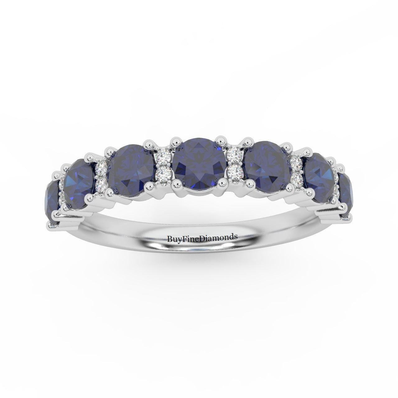 1.10Ct Sapphire & Diamond Anniversary Ring in 950 Platinum & Gold