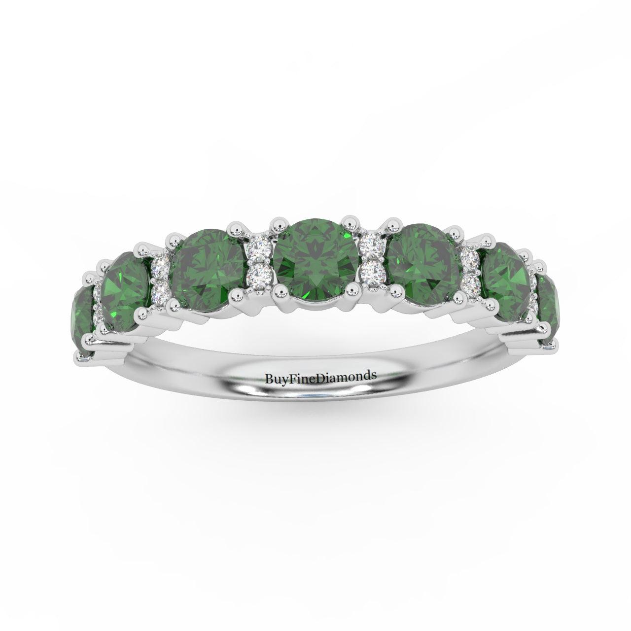 1.10Ct Green Emerald & Diamond Anniversary Ring in 950 Platinum & Gold