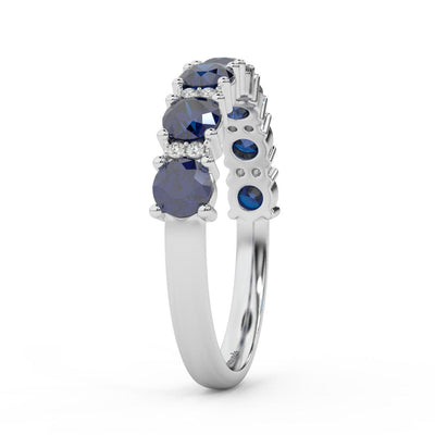 1.10Ct Sapphire & Diamond Anniversary Ring in 950 Platinum & Gold