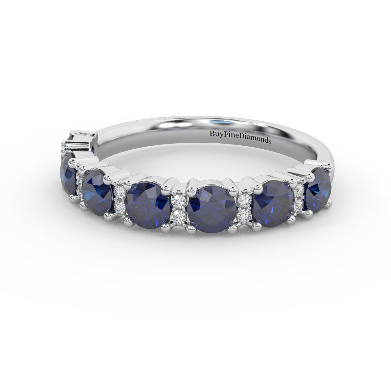 1.10Ct Sapphire & Diamond Anniversary Ring in 950 Platinum & Gold