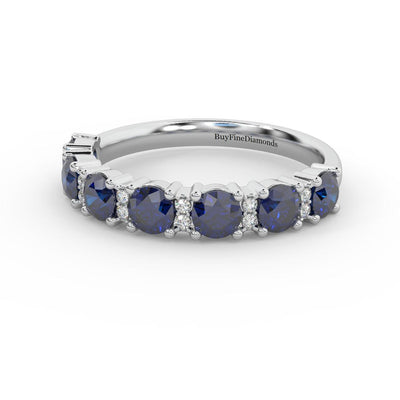 1.10Ct Sapphire & Diamond Anniversary Ring in 950 Platinum & Gold