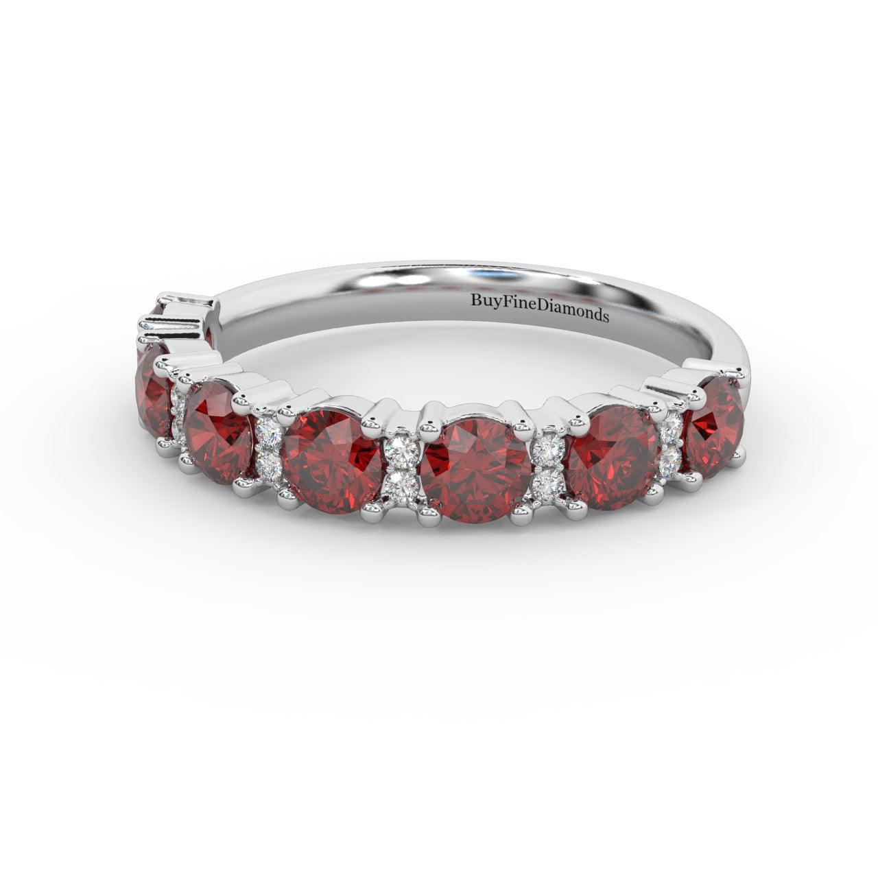 1.10Ct Ruby & Diamond Anniversary Ring in 950 Platinum & Gold