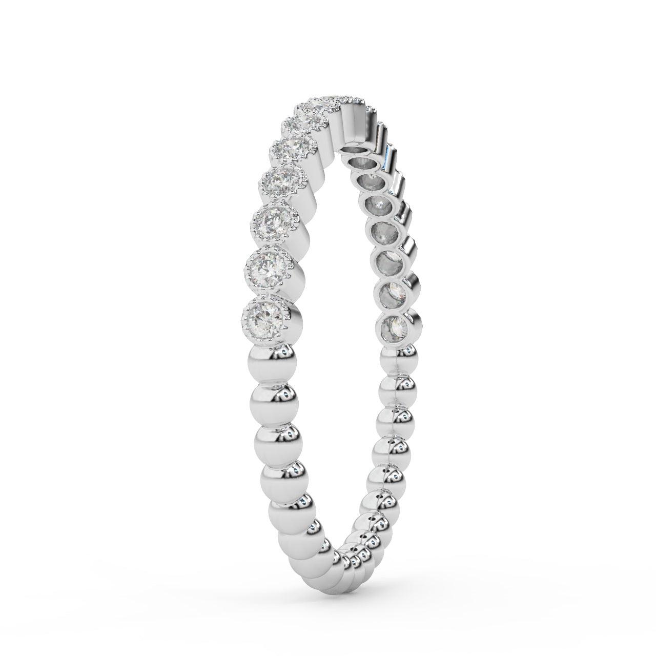 Natural Round Diamond Ball Shank Designer Half Eternity Ring  0.30 Carat