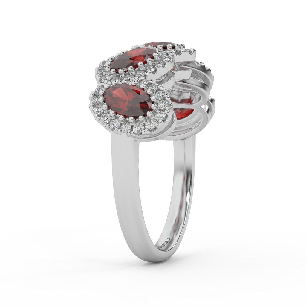 1.75 Ct Oval Shape Ruby and Diamond Halo Engagement Ring in 950 Platinum & Gold