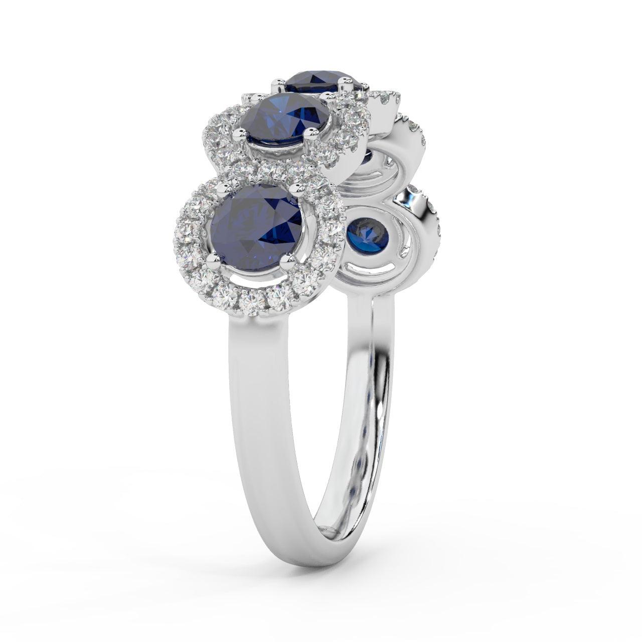 1.25 Ct Sapphire and Diamond Halo Women's Ring in 950 Platinum & Gold