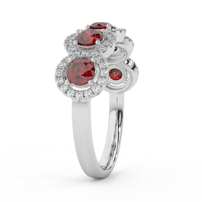 1.25 Ct Ruby and Diamond Halo Women's Ring in 950 Platinum & Gold