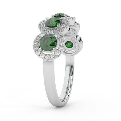 1.25 Ct Emerald and Diamond Halo Women's Ring in 950 Platinum & Gold