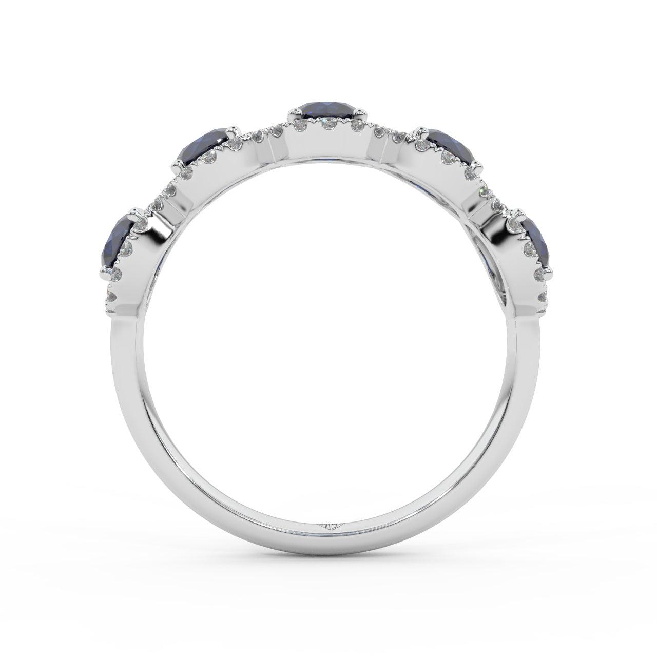 1.25 Ct Sapphire and Diamond Halo Women's Ring in 950 Platinum & Gold